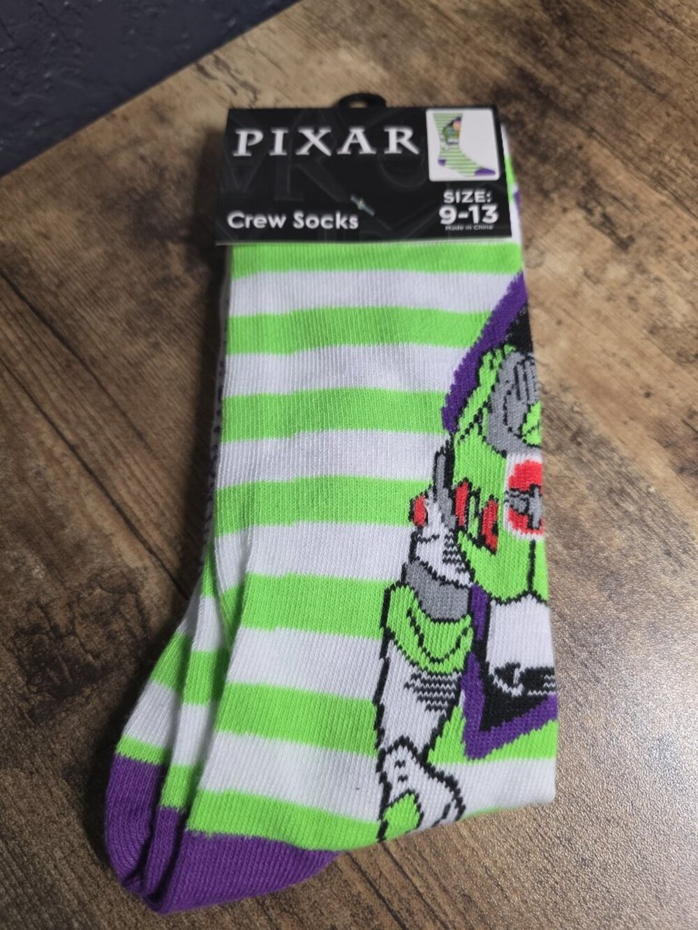 Disney Pixar Buzz Lightyear Crew Socks Adults Size 9-13 Unisex Brand New